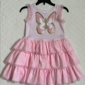 Pippa & Julie | Sequined Butterfly Tutu Pink Girl Dress | 6X